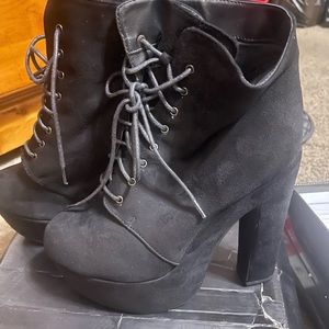 Black suede lace up bootie